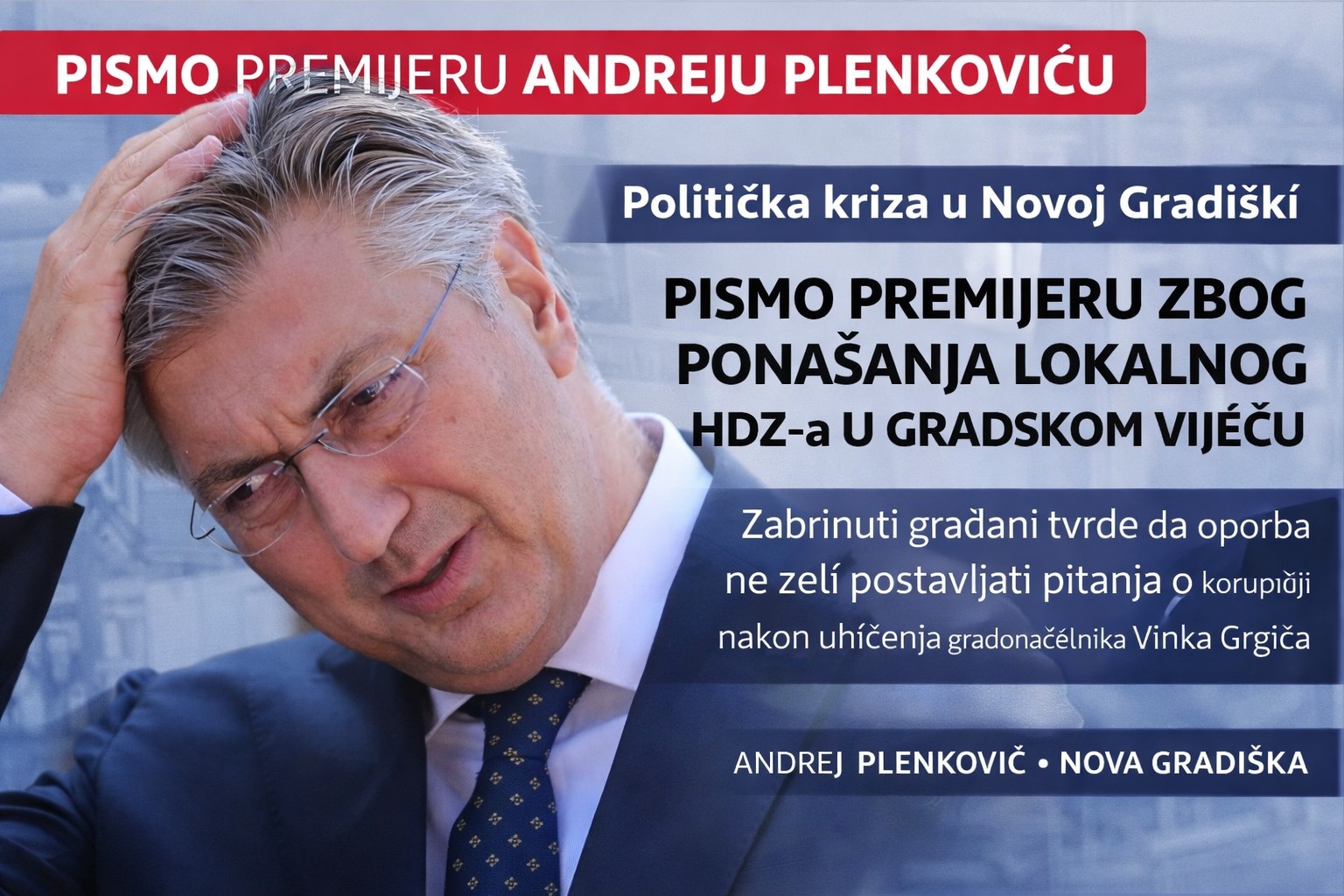 Pismo premijeru zbog ponašanja novogradiškog HDZ-a u Gradskom vijeću