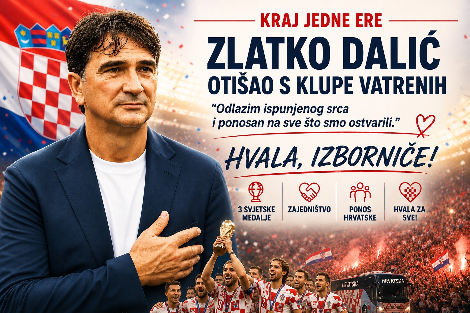 Zlatko Dalić otišao s klupe Vatrenih: "Odlazim ispunjenog srca i ponosan na sve što smo ostvarili"