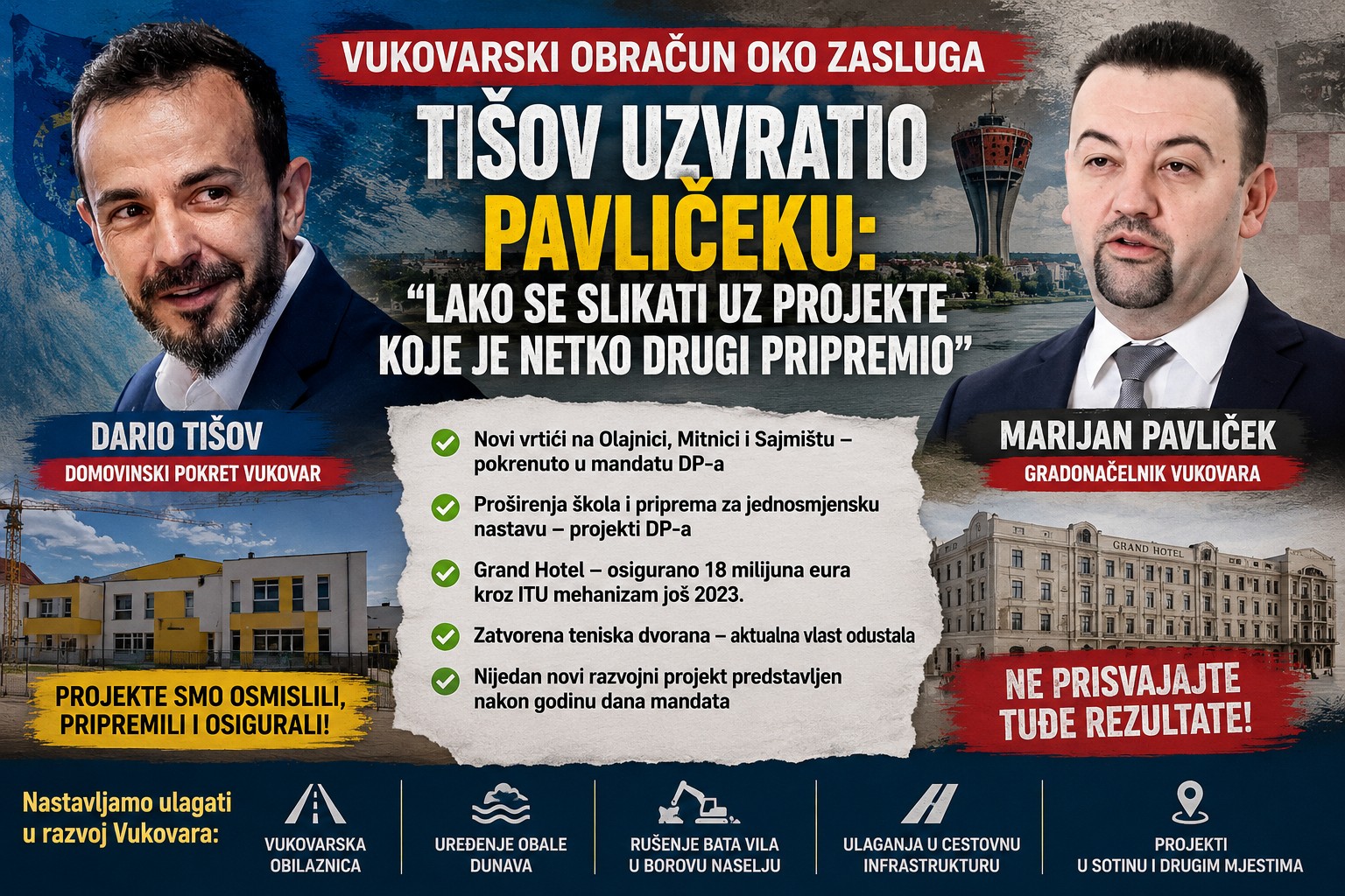 Tišov uzvratio Pavličeku: “Lako se slikati uz projekte koje je netko drugi pripremio”