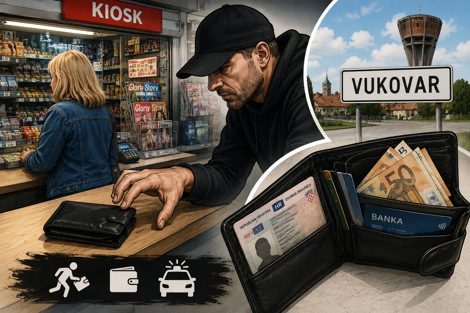 S kioska ukrao novčanik s novcem i dokumentima