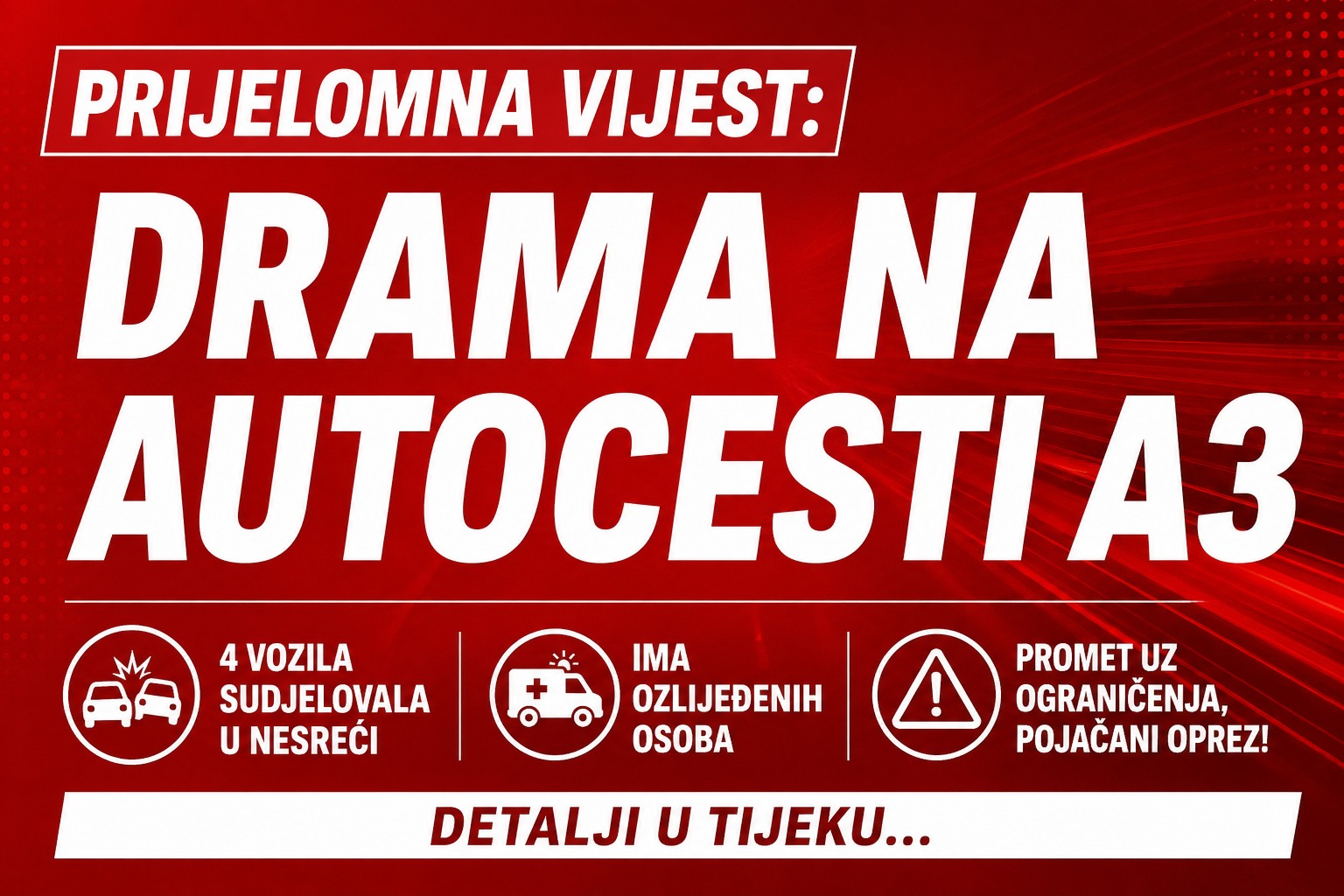 Četiri vozila sudjelovala u nesreći, ima ozlijeđenih osoba