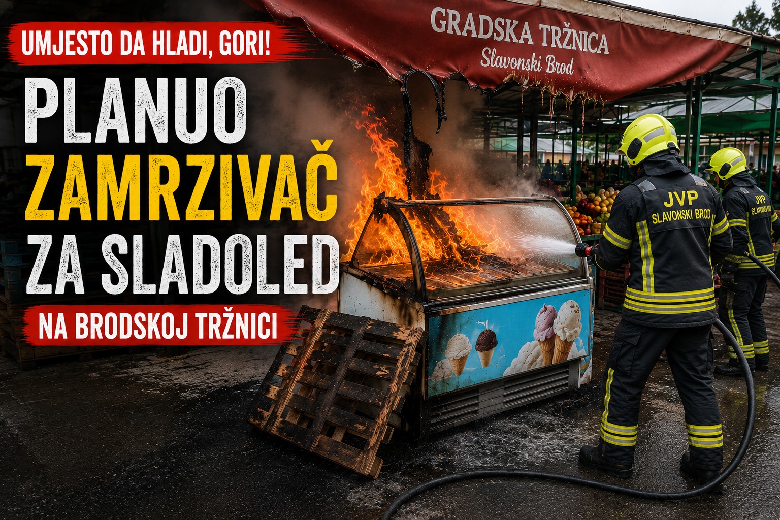 Umjesto da hladi, planuo zamrzivač za sladoled na brodskoj tržnici