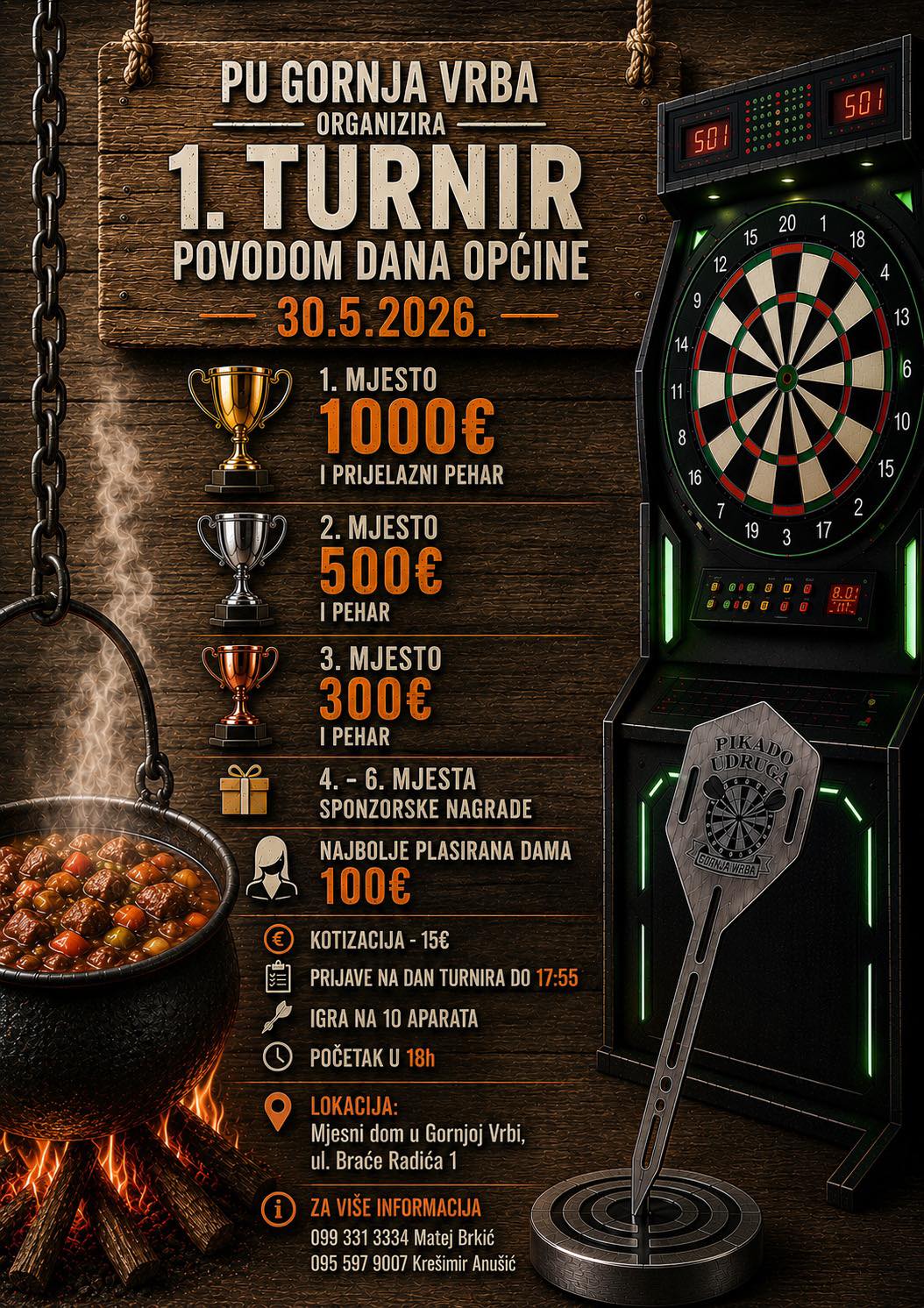 Gornja Vrba sprema pikado spektakl: Na turniru se igra za čak 1900 eura, uz čobanac i finale Lige prvaka