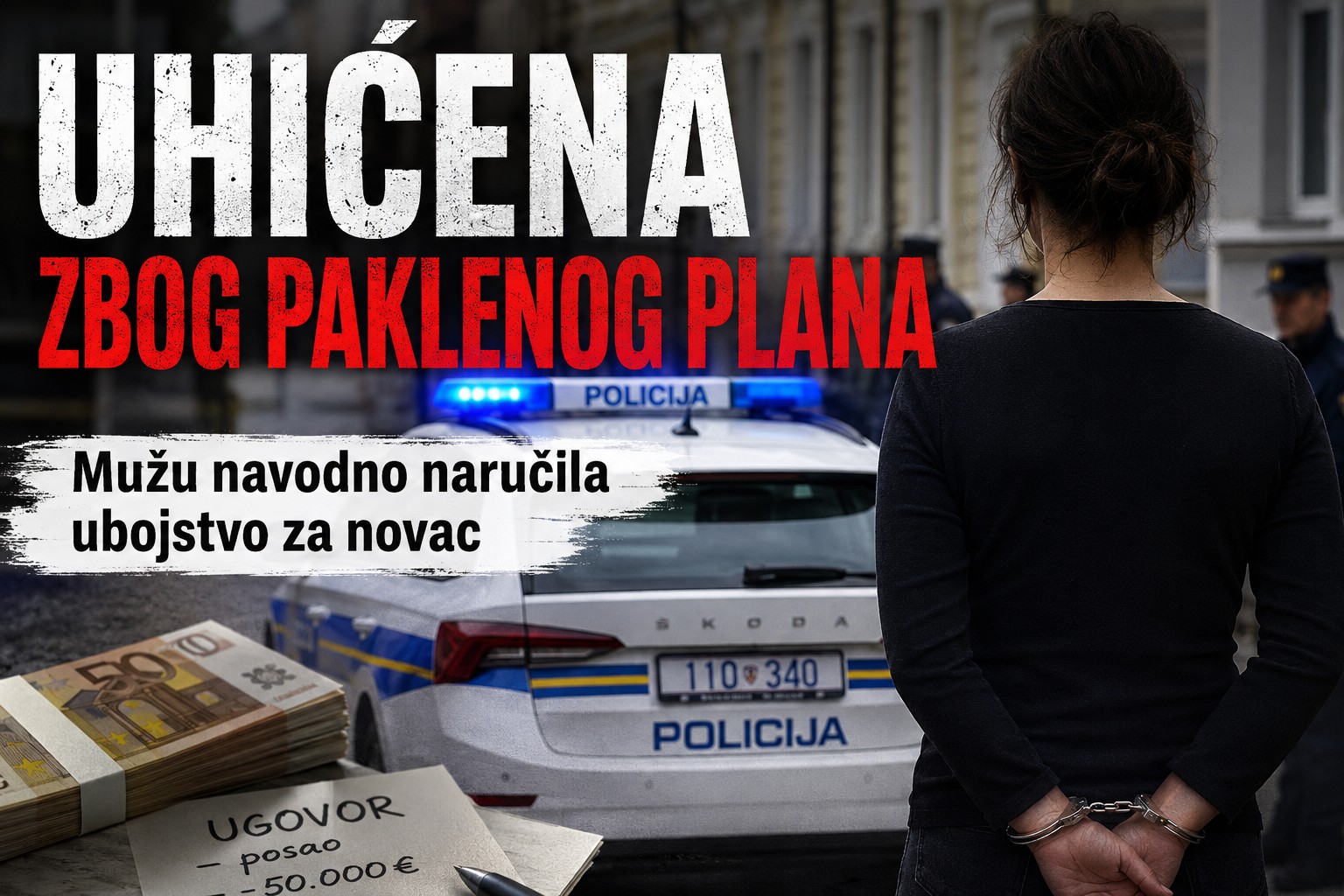 Mužu navodno naručila ubojstvo za novac, čovjek kojem se obratila sve prijavio policiji