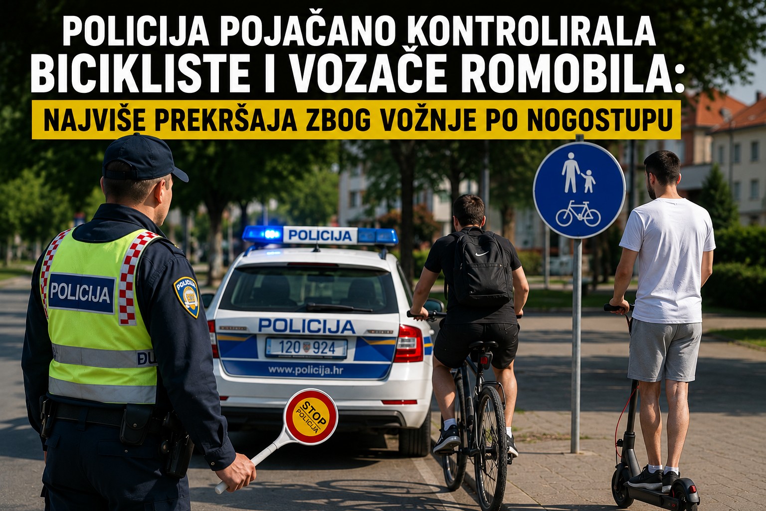 Policija pojačano kontrolirala bicikliste i vozače romobila: Najviše prekršaja zbog vožnje po nogostupu