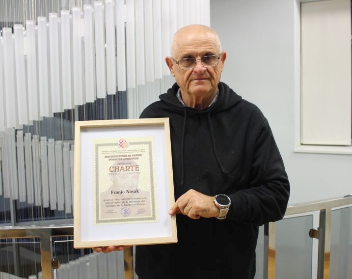 Prof. Franjo Novak među prvim laureatima povelje s likom francuskog heroja