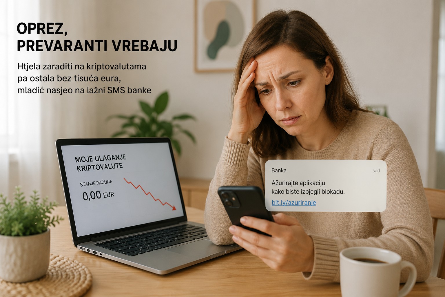 Htjela zaraditi na kriptovalutama pa ostala bez tisuća eura, mladić nasjeo na lažni SMS banke