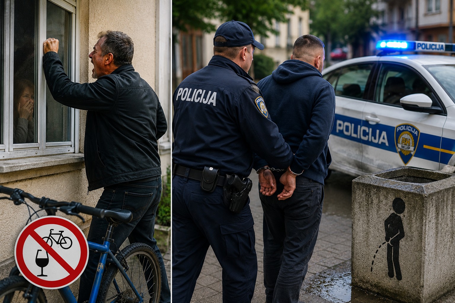 Pijani biciklist galamio i lupao po kući, Ukrajinac urinirao na javnom mjestu pa završio u policiji